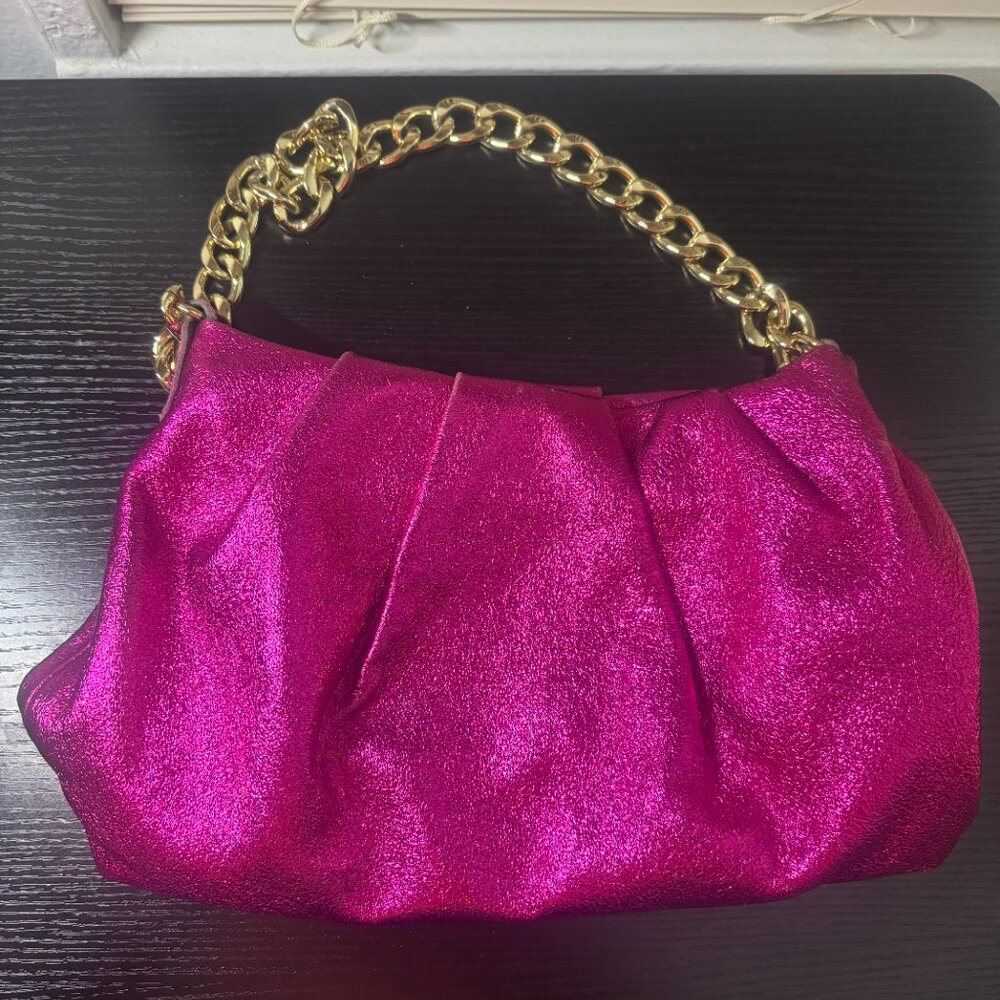 Fuchsia sparkly leather bag